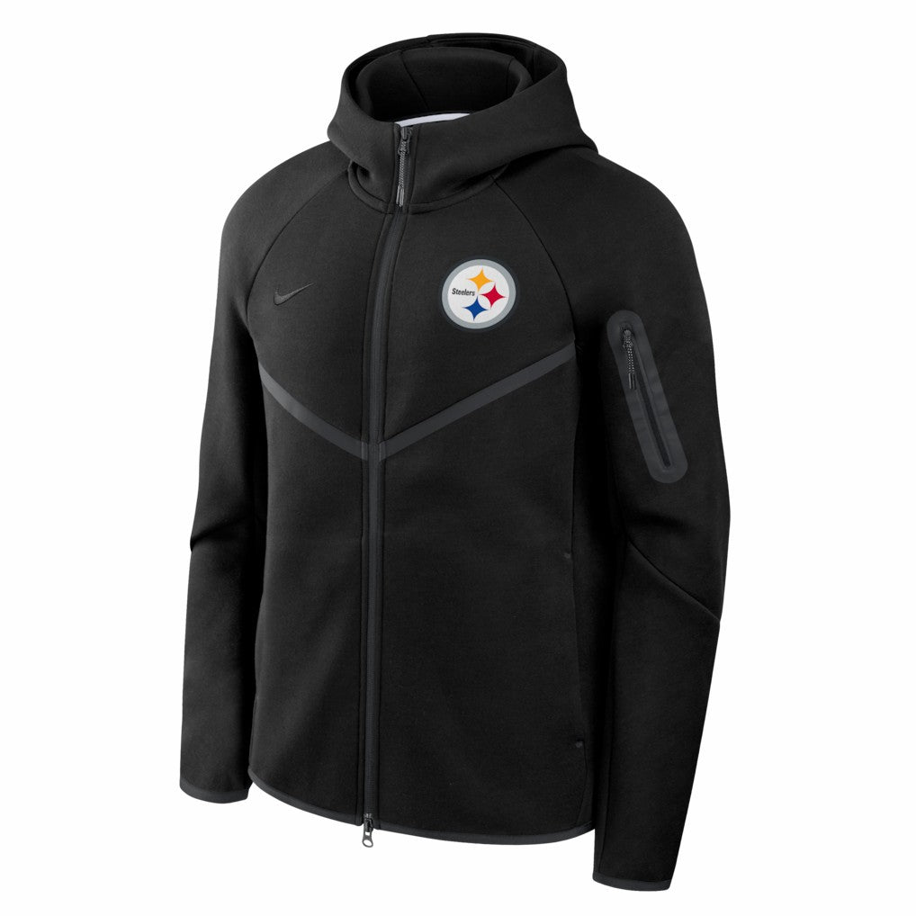 Pittsburgh Steelers Tech Fleece Raglan Full-Zip Windrunner Hoodie - Black Hoodies