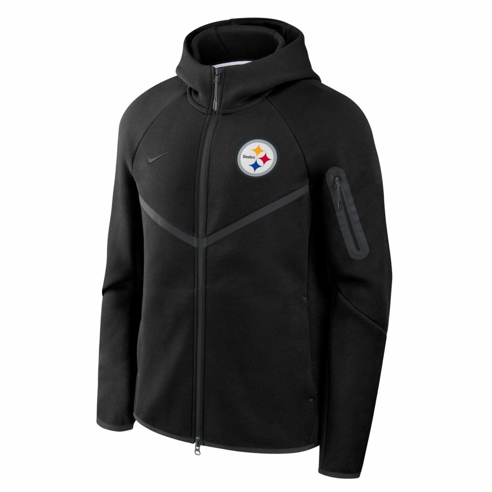 Pittsburgh Steelers Tech Fleece Raglan Full-Zip Windrunner Hoodie - Black Hoodies