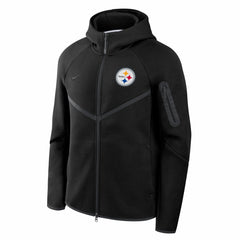 Pittsburgh Steelers Tech Fleece Raglan Full-Zip Windrunner Hoodie - Black Hoodies