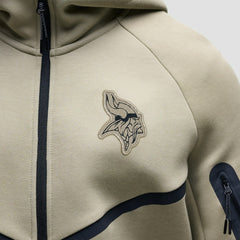 Minnesota Vikings Tech Fleece Raglan Full-Zip Windrunner Hoodie - Olive Hoodies