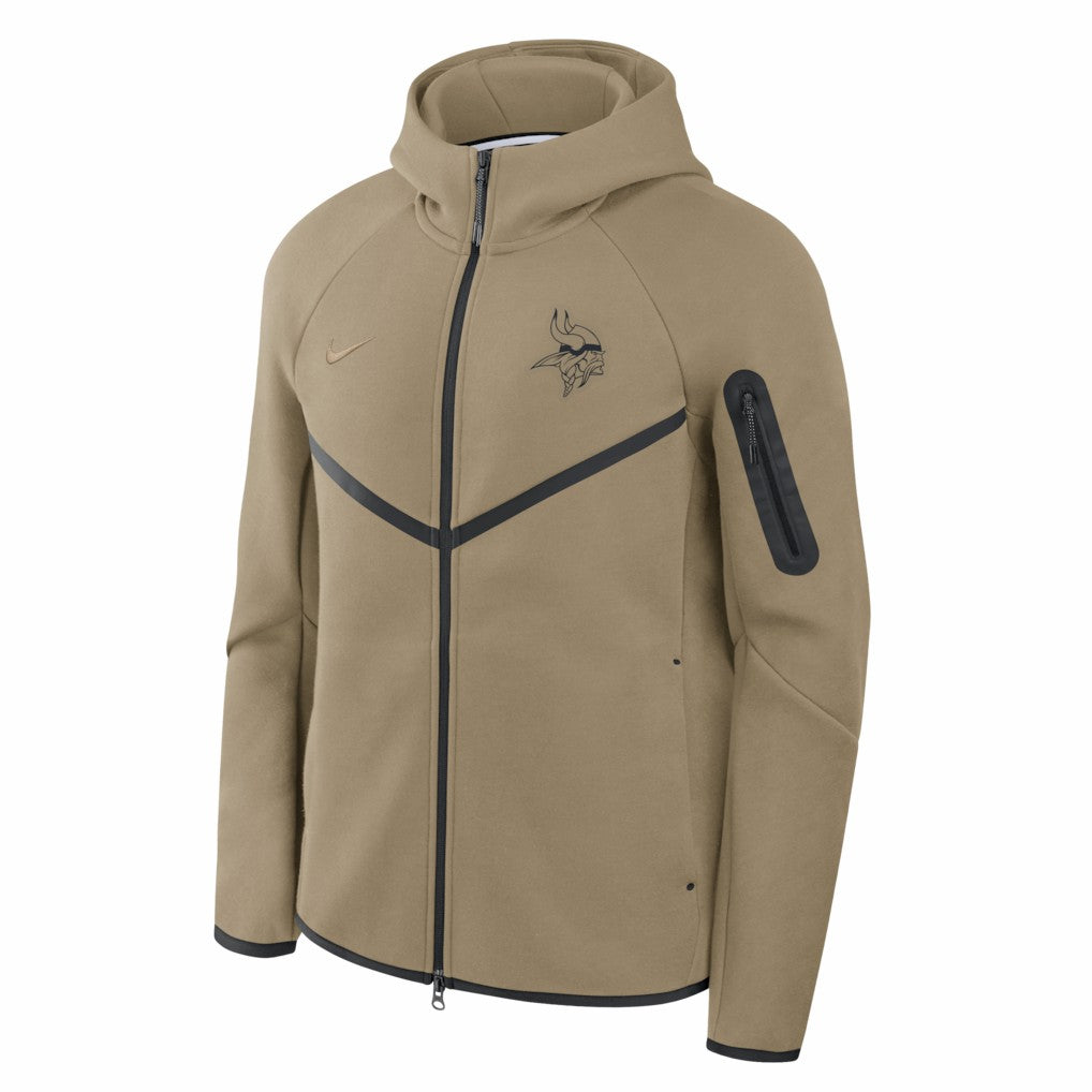 Minnesota Vikings Tech Fleece Raglan Full-Zip Windrunner Hoodie - Olive Hoodies