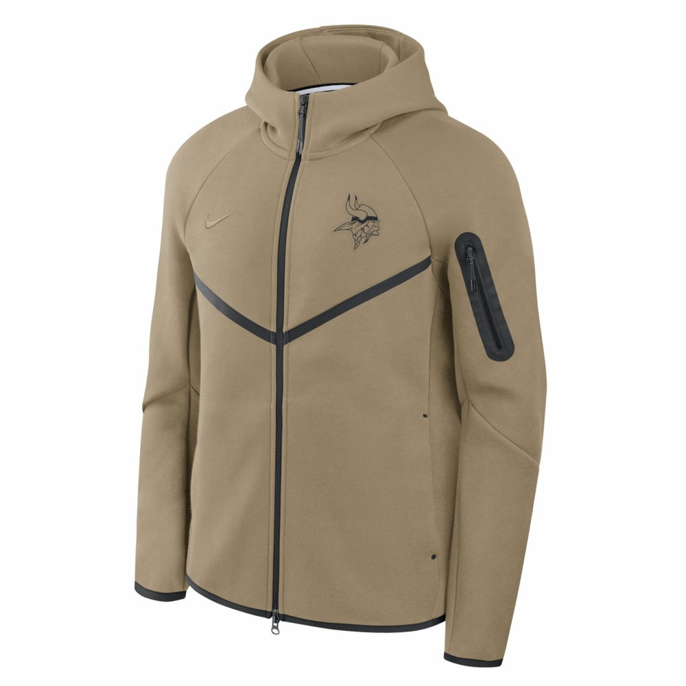 Minnesota Vikings Tech Fleece Raglan Full-Zip Windrunner Hoodie - Olive Hoodies