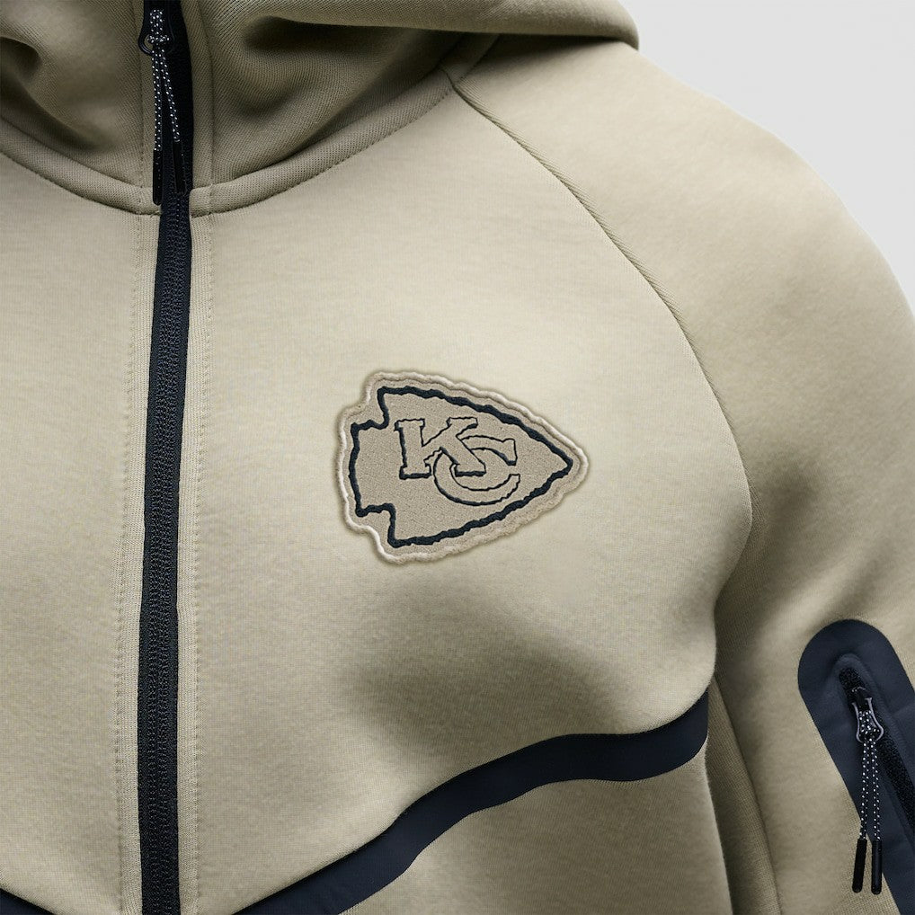 Kansas City Chiefs Tech Fleece Raglan Full-Zip Windrunner Hoodie - Olive Hoodies