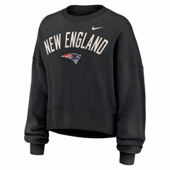New England Patriots Women's Oversized High Hip Legacy Arch Phoenix Fleece Sweatshirt - Black Sweatshirts