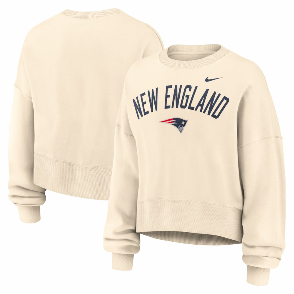 New England Patriots Women's Oversized High Hip Legacy Arch Phoenix Fleece Sweatshirt - Natural Sweatshirts