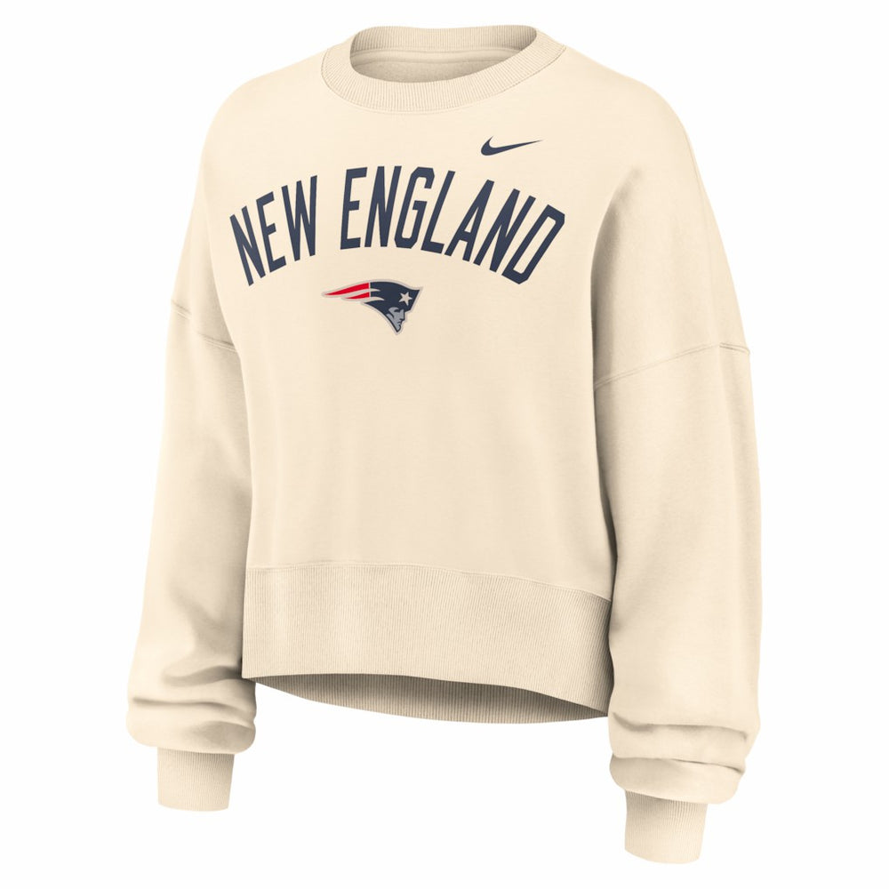 New England Patriots Women's Oversized High Hip Legacy Arch Phoenix Fleece Sweatshirt - Natural Sweatshirts