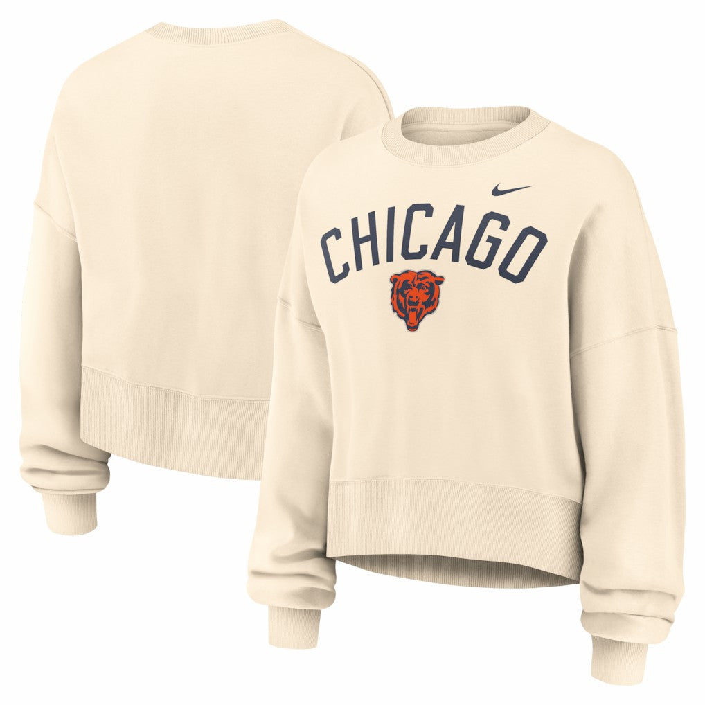 Chicago Bears Women's Oversized High Hip Legacy Arch Phoenix Fleece Sweatshirt - Natural Sweatshirts