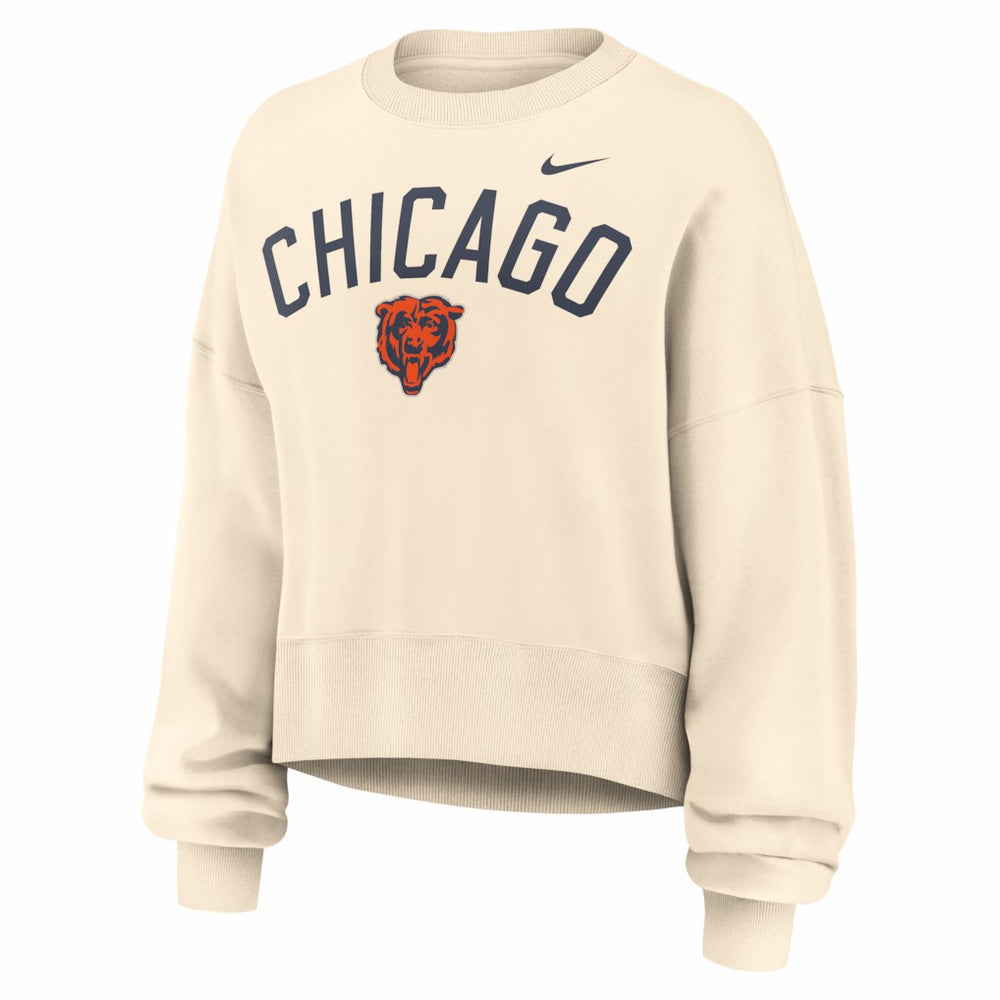Chicago Bears Women's Oversized High Hip Legacy Arch Phoenix Fleece Sweatshirt - Natural Sweatshirts