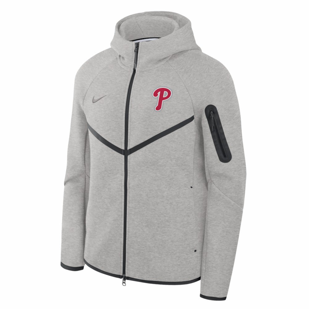 Philadelphia Phillies Nike Tech Fleece Raglan Full-Zip Windrunner Hoodie - Heather Gray Hoodies
