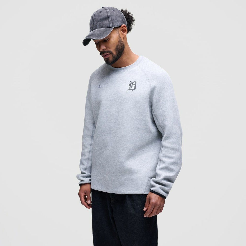 Detroit Tigers Nike Tech Fleece Raglan Sweatshirt - Heather Charcoal Sweatshirts