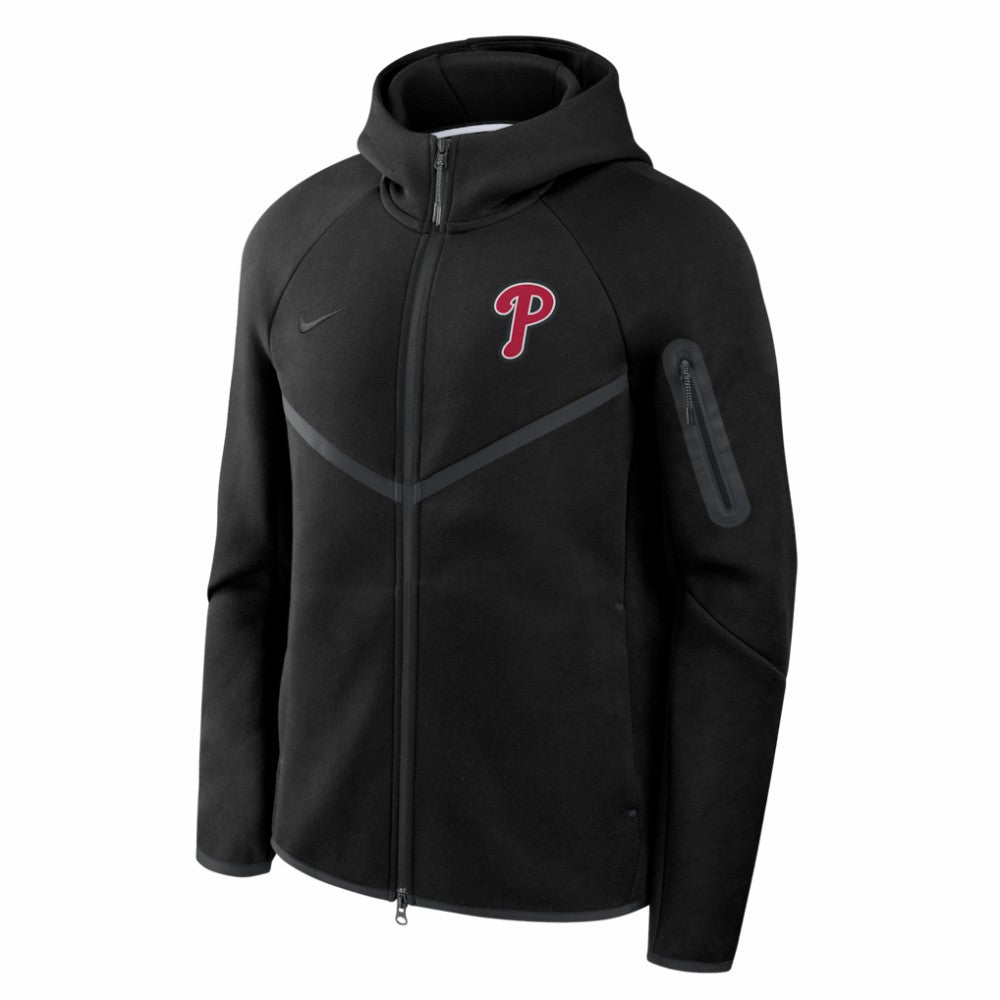 Philadelphia Phillies Nike Tech Fleece Raglan Full-Zip Windrunner Hoodie - Black Hoodies