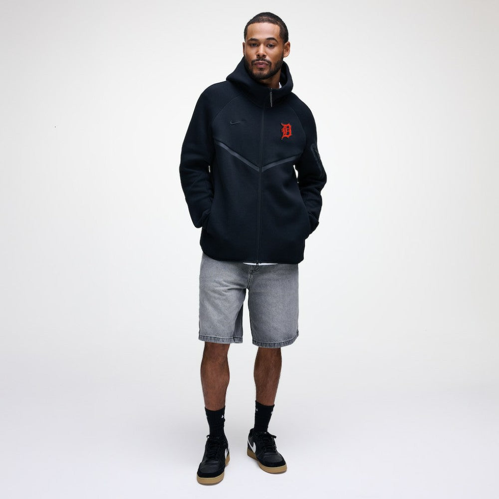 Detroit Tigers Nike Tech Fleece Raglan Full-Zip Windrunner Hoodie - Black Hoodies