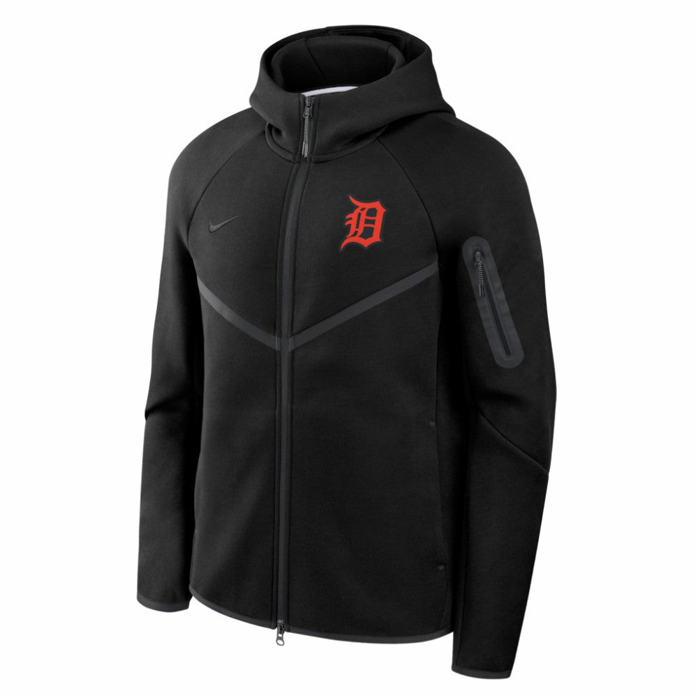Detroit Tigers Nike Tech Fleece Raglan Full-Zip Windrunner Hoodie - Black Hoodies
