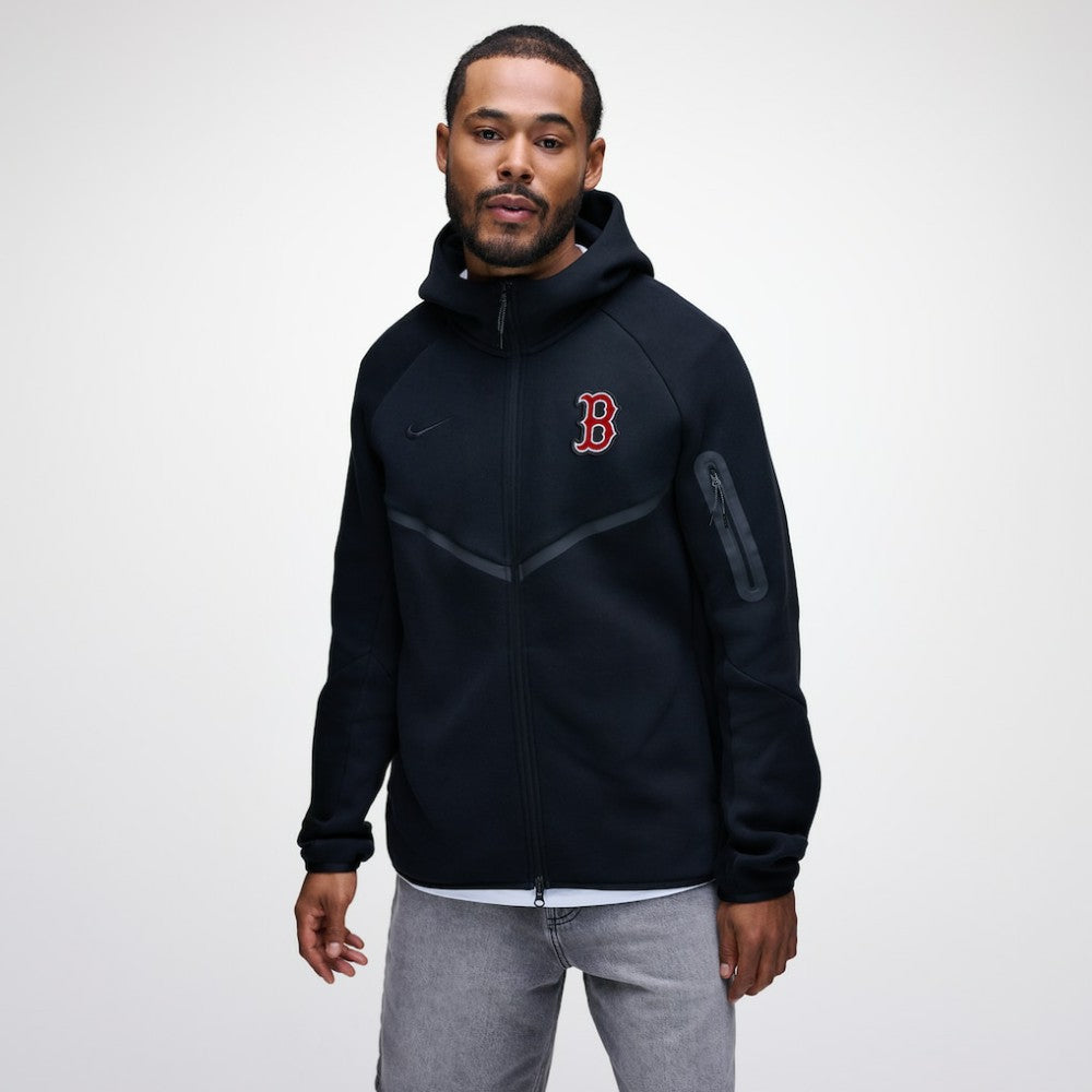 Boston Red Sox Nike Tech Fleece Raglan Full-Zip Windrunner Hoodie - Black Hoodies
