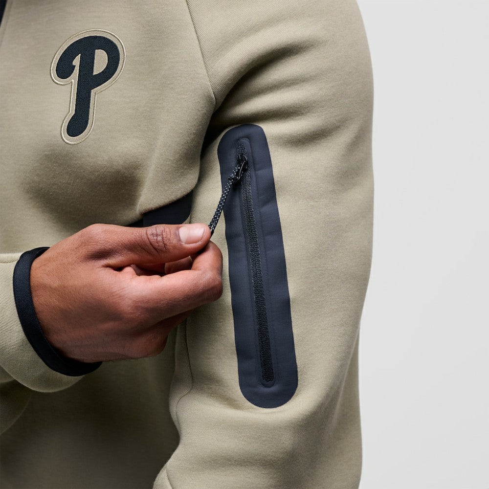 Philadelphia Phillies Nike Tech Fleece Raglan Full-Zip Windrunner Hoodie - Tan Hoodies