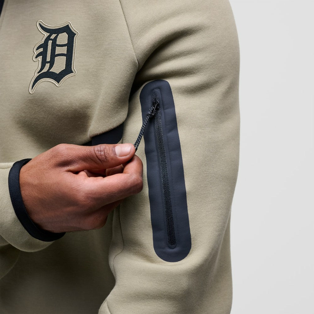 Detroit Tigers Nike Tech Fleece Raglan Full-Zip Windrunner Hoodie - Tan Hoodies
