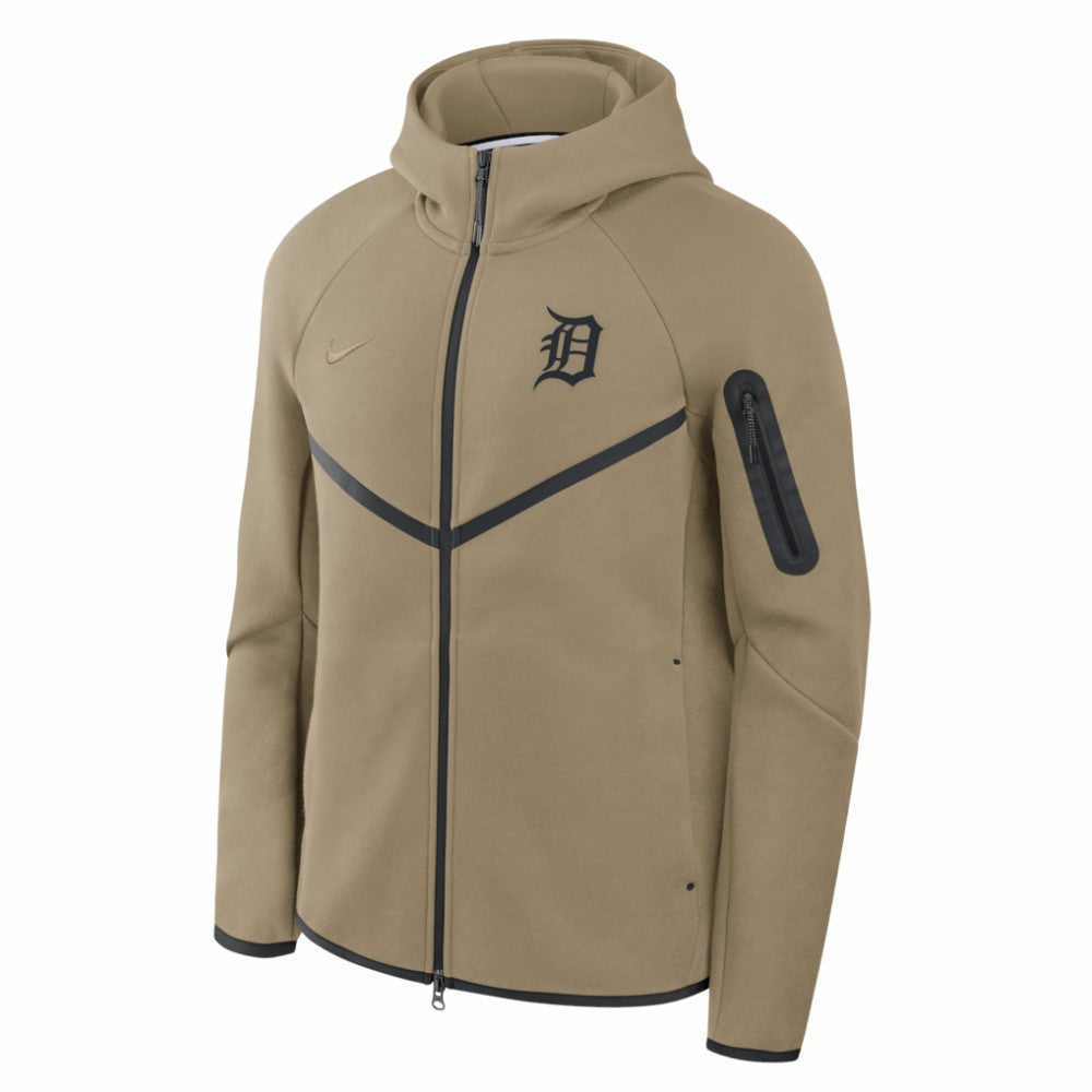 Detroit Tigers Nike Tech Fleece Raglan Full-Zip Windrunner Hoodie - Tan Hoodies