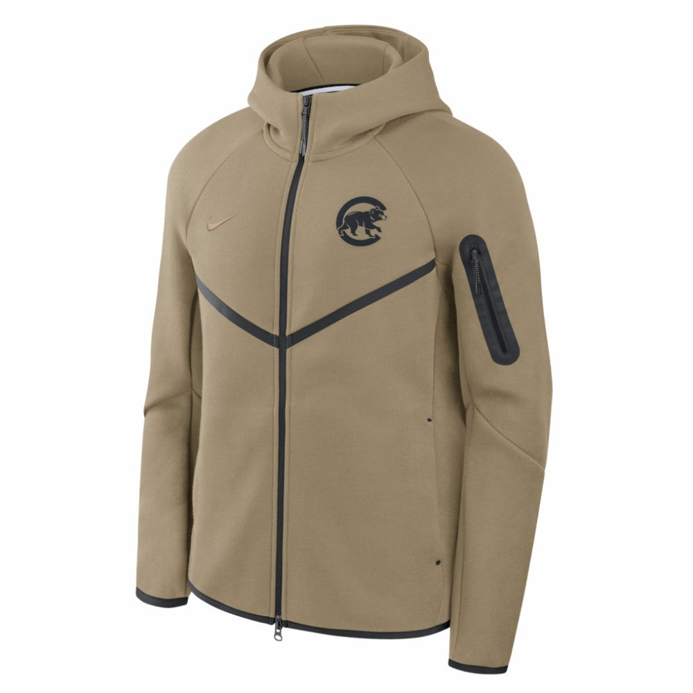 Chicago Cubs Nike Tech Fleece Raglan Full-Zip Windrunner Hoodie - Tan Hoodies