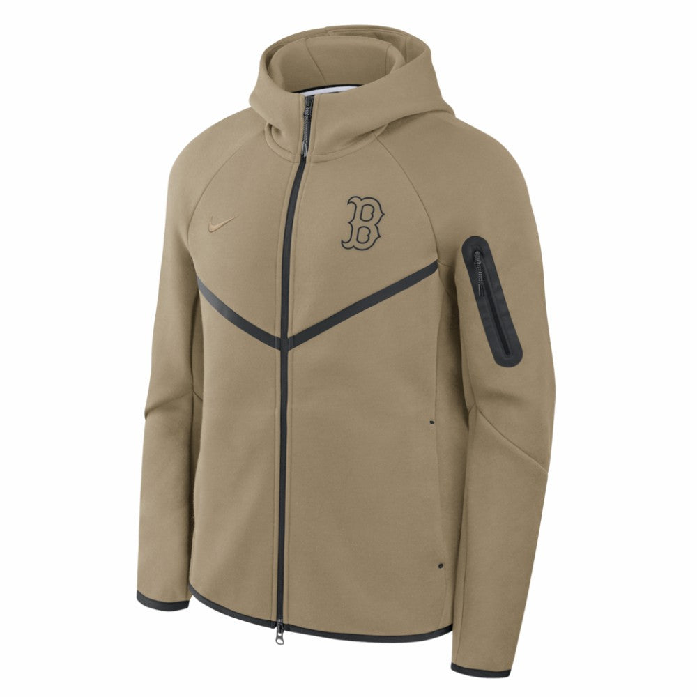 Boston Red Sox Nike Tech Fleece Raglan Full-Zip Windrunner Hoodie - Tan Hoodies