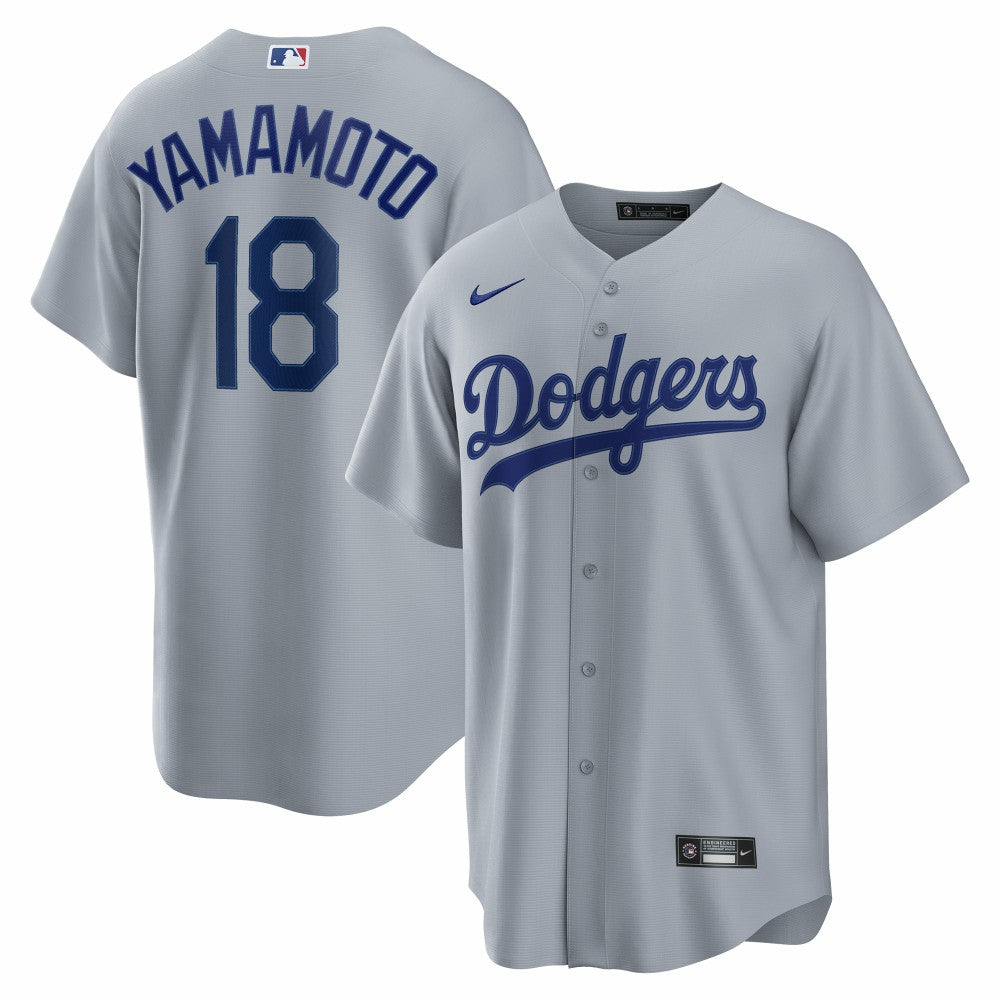 Yoshinobu Yamamoto Los Angeles Dodgers Nike Road Replica Jersey - Gray Jerseys