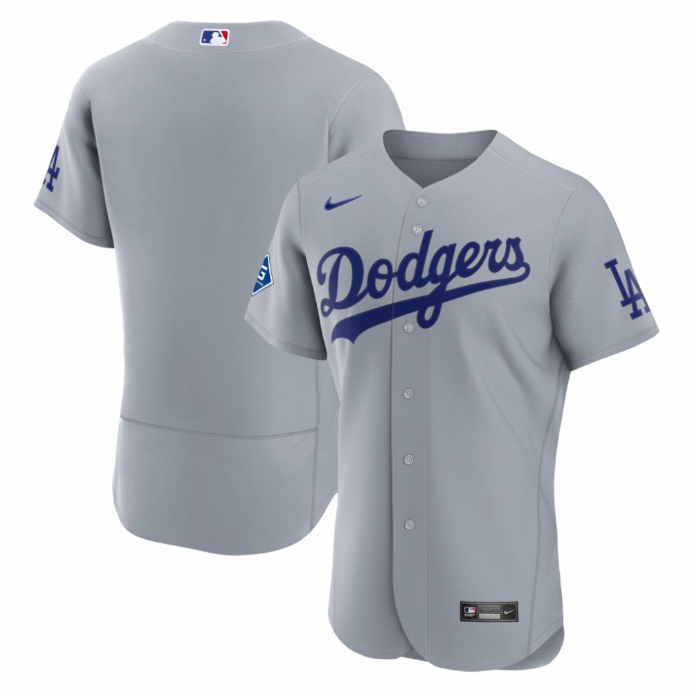 Los Angeles Dodgers Nike Road Sponsor Patch Authentic Jersey - Gray Jerseys