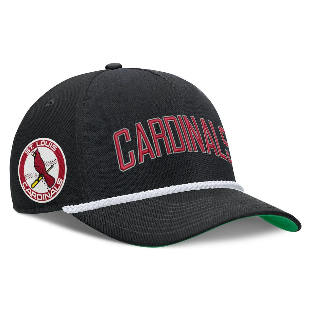 St. Louis Cardinals Nike Cooperstown Collection Rise Adjustable Hat - Black Hats