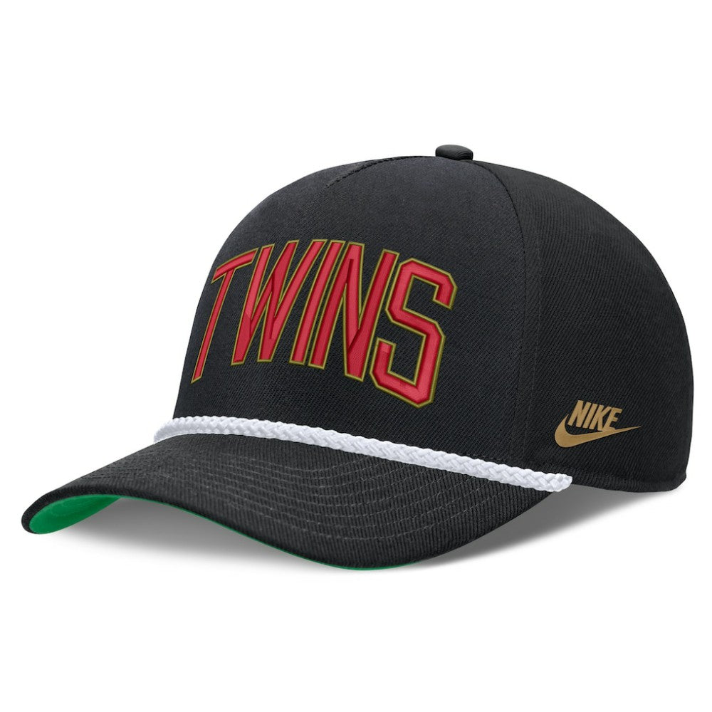 Minnesota Twins Nike Cooperstown Collection Rise Adjustable Hat - Black Hats