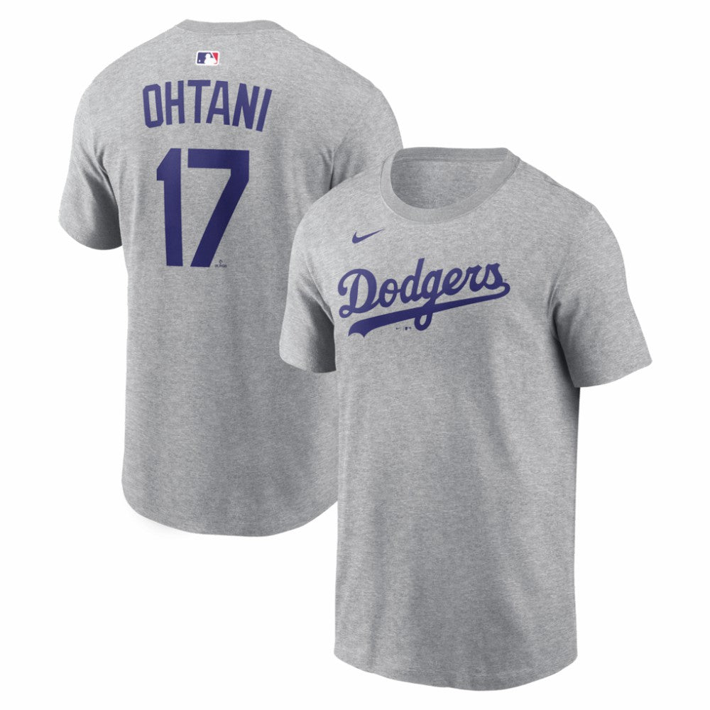 Shohei Ohtani Los Angeles Dodgers Nike Name & Number T-Shirt - Heather Gray T-shirts