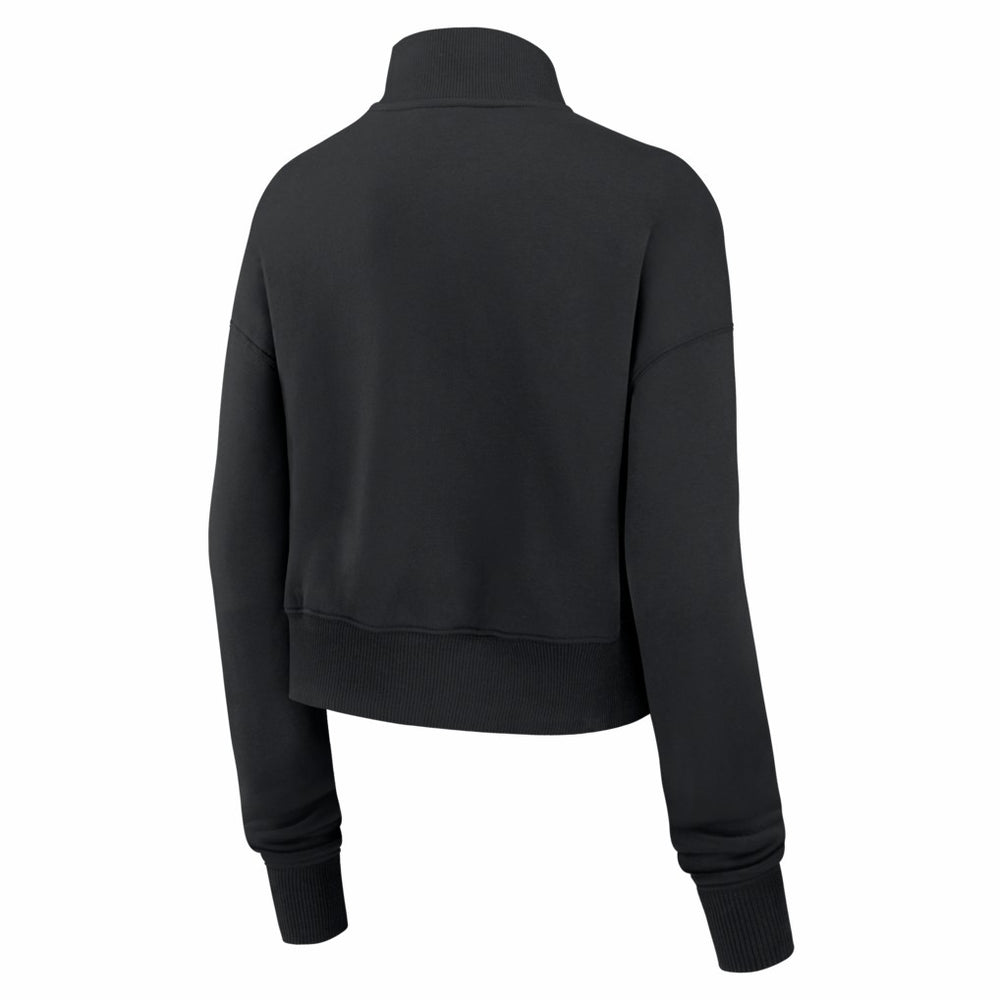 New England Patriots Women's Legacy Phoenix Fleece Cropped Half-Zip Sweatshirt - Black Sweatshirts