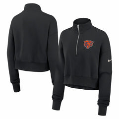 Chicago Bears Women's Legacy Phoenix Fleece Cropped Half-Zip Sweatshirt - Black Sweatshirts