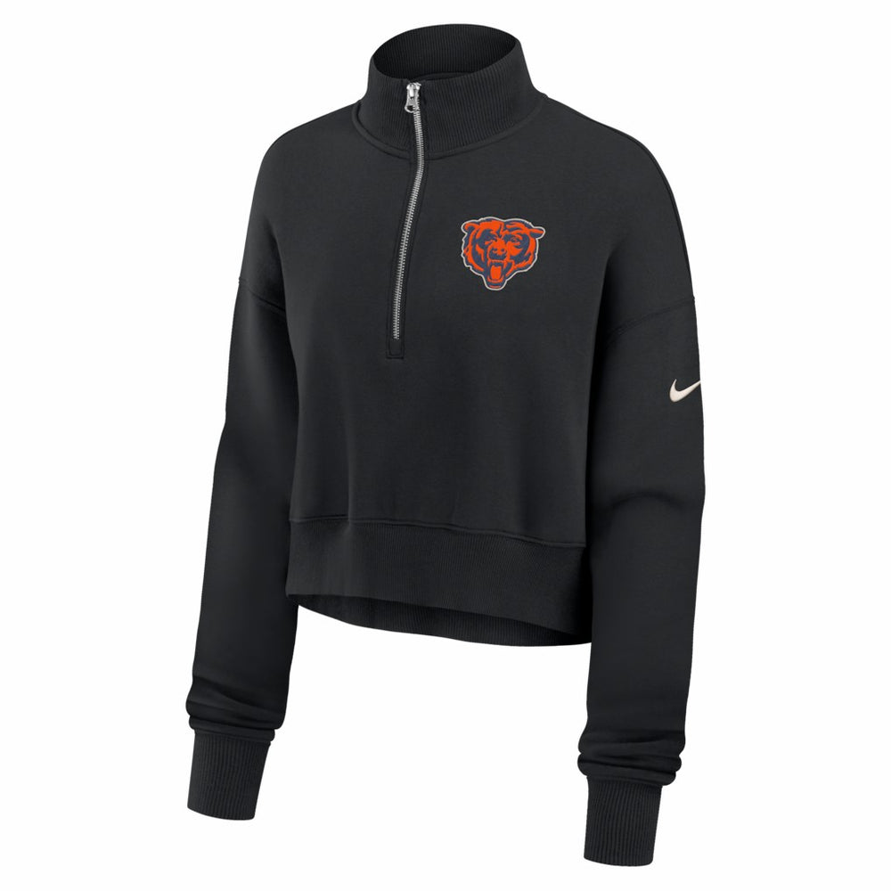 Chicago Bears Women's Legacy Phoenix Fleece Cropped Half-Zip Sweatshirt - Black Sweatshirts