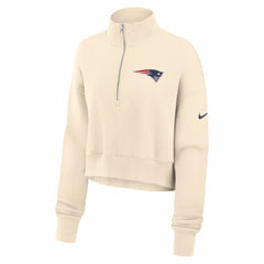 New England Patriots Women's Legacy Phoenix Fleece Cropped Half-Zip Sweatshirt - Cream Sweatshirts