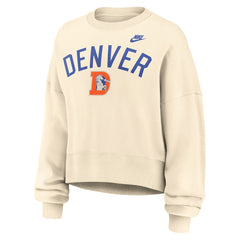 Denver Broncos Women's Oversized High Hip Legacy Arch Phoenix Fleece Sweatshirt - Natural Sweatshirts