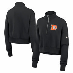 Denver Broncos Women's Legacy Phoenix Fleece Cropped Half-Zip Sweatshirt - Black Sweatshirts