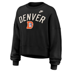 Denver Broncos Women's Oversized High Hip Legacy Arch Phoenix Fleece Sweatshirt - Black Sweatshirts