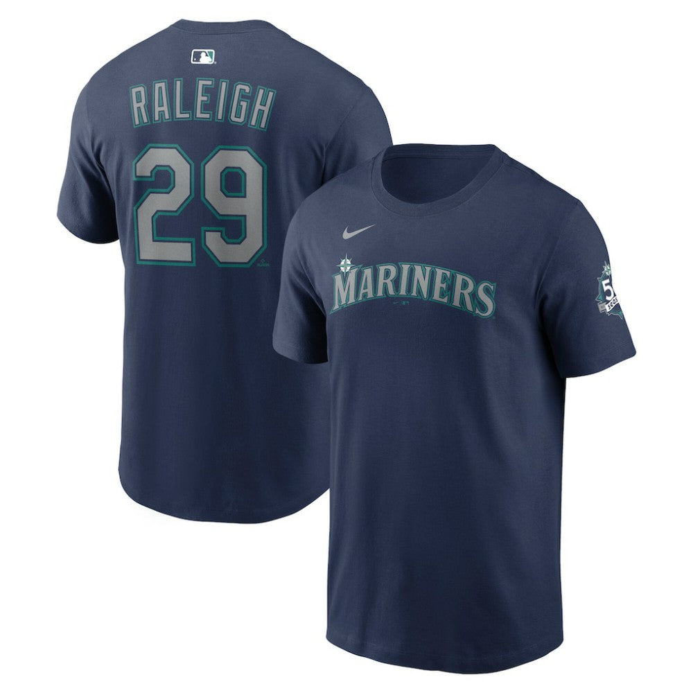 Cal Raleigh Seattle Mariners Nike 50th Season Name & Number T-Shirt - Navy T-shirts