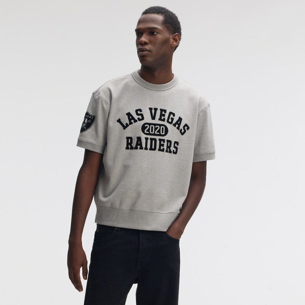 Las Vegas Raiders IconicFleece Short Sleeve Sweatshirt - Heather Gray Sweatshirts