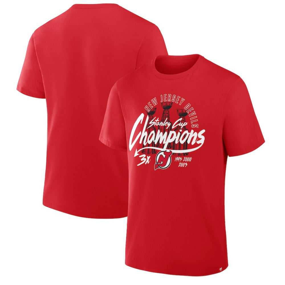 New Jersey Devils Fanatics 3x Stanley Cup Champions T-Shirt - Red | US 2001634911