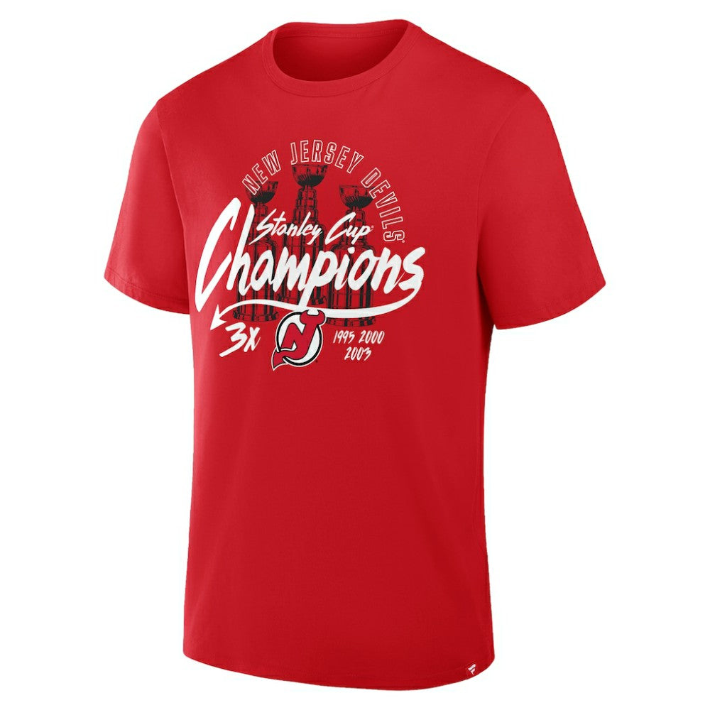New Jersey Devils Fanatics 3x Stanley Cup Champions T-Shirt - Red | US 2001634911