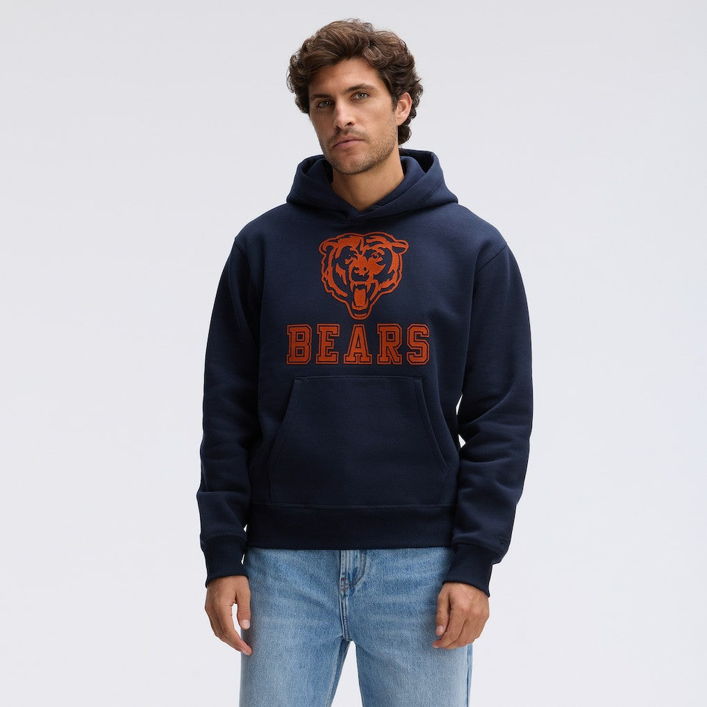 Chicago Bears IconicFleece Flocked Hoodie - Navy Hoodies