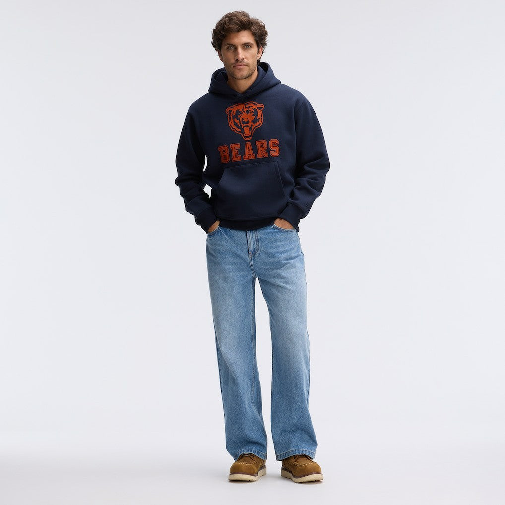 Chicago Bears IconicFleece Flocked Hoodie - Navy Hoodies
