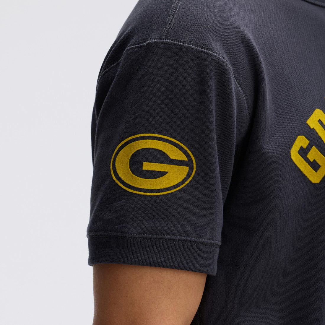 Green Bay Packers IconicFleece Short Sleeve Sweatshirt - Black Sweatshirts