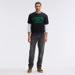 Philadelphia Eagles IconicFleece Short Sleeve Sweatshirt - Black Sweatshirts