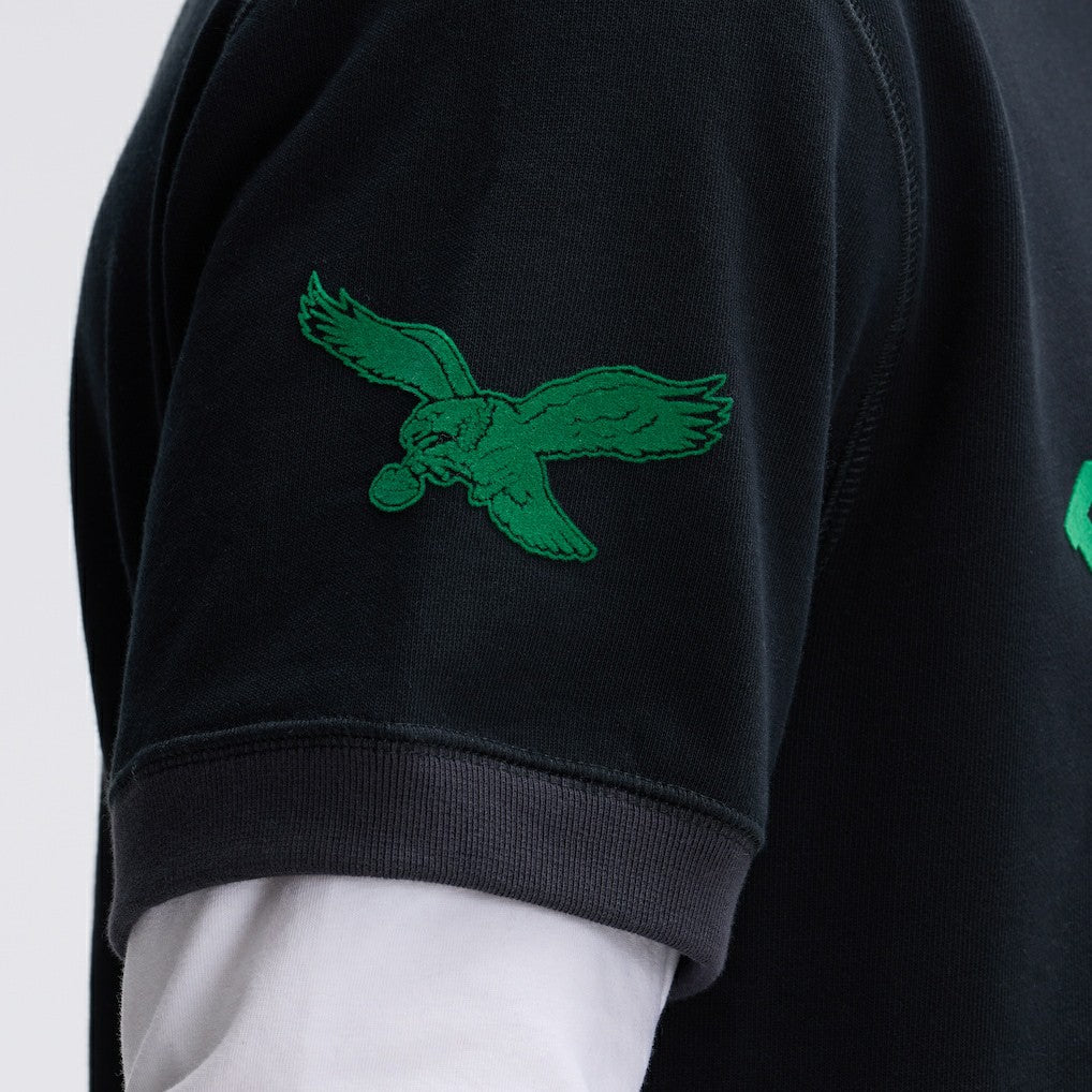 Philadelphia Eagles IconicFleece Short Sleeve Sweatshirt - Black Sweatshirts