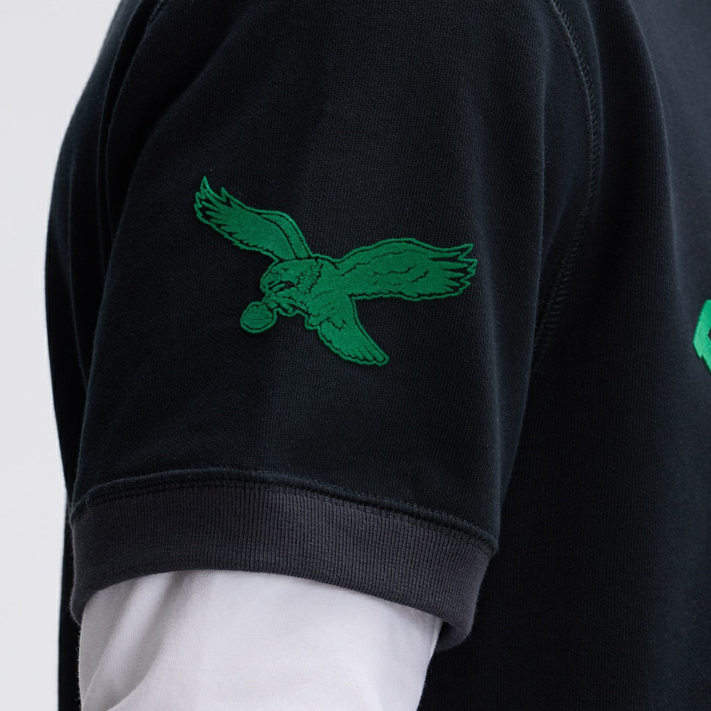 Philadelphia Eagles IconicFleece Short Sleeve Sweatshirt - Black Sweatshirts