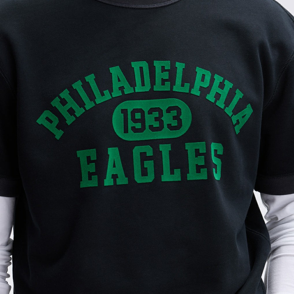 Philadelphia Eagles IconicFleece Short Sleeve Sweatshirt - Black Sweatshirts