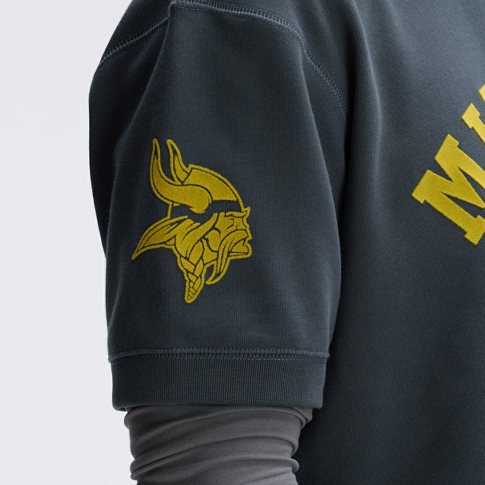 Minnesota Vikings IconicFleece Short Sleeve Sweatshirt - Charcoal Sweatshirts