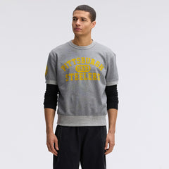 Pittsburgh Steelers IconicFleece Short Sleeve Sweatshirt - Athletic Heather Gray Sweatshirts