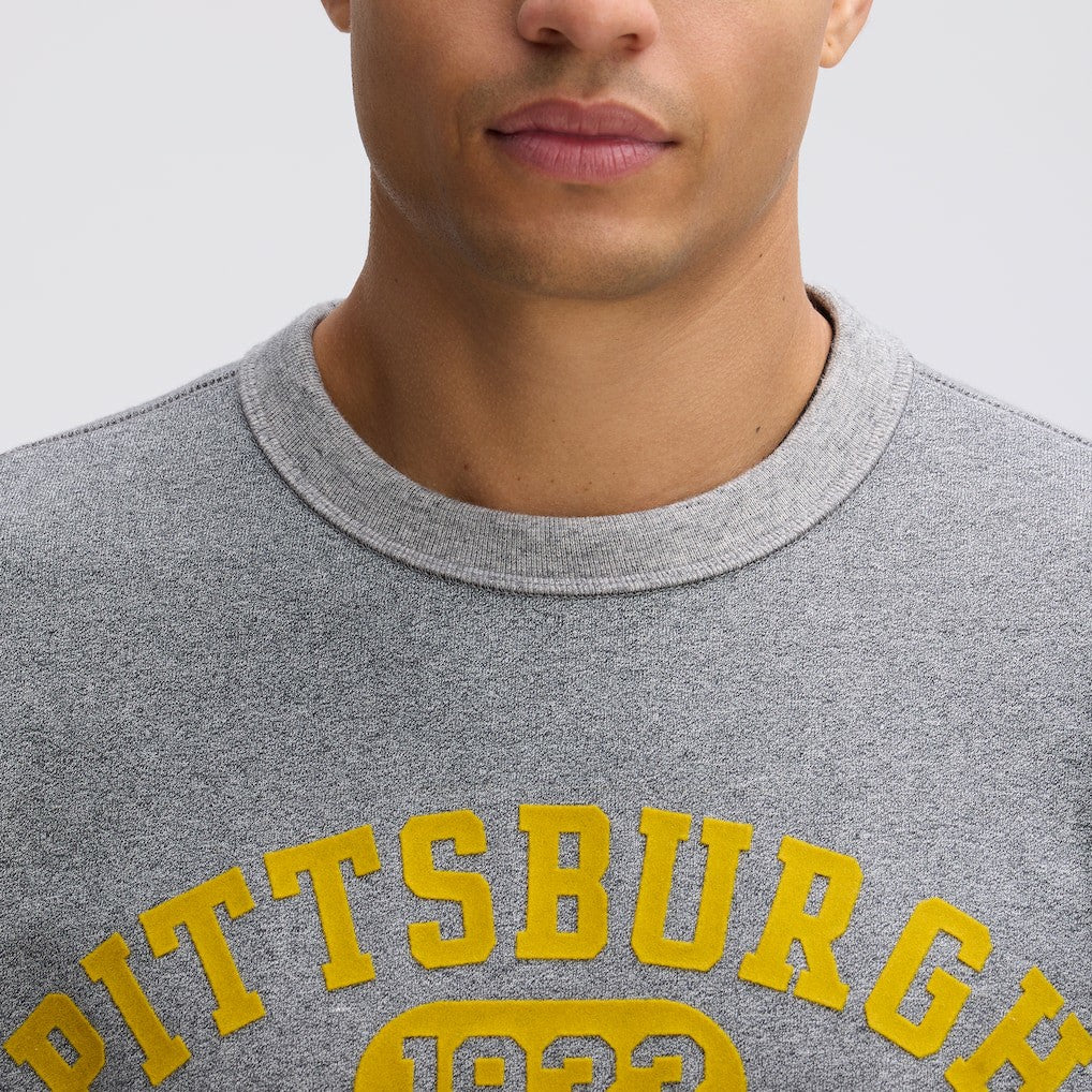 Pittsburgh Steelers IconicFleece Short Sleeve Sweatshirt - Athletic Heather Gray Sweatshirts
