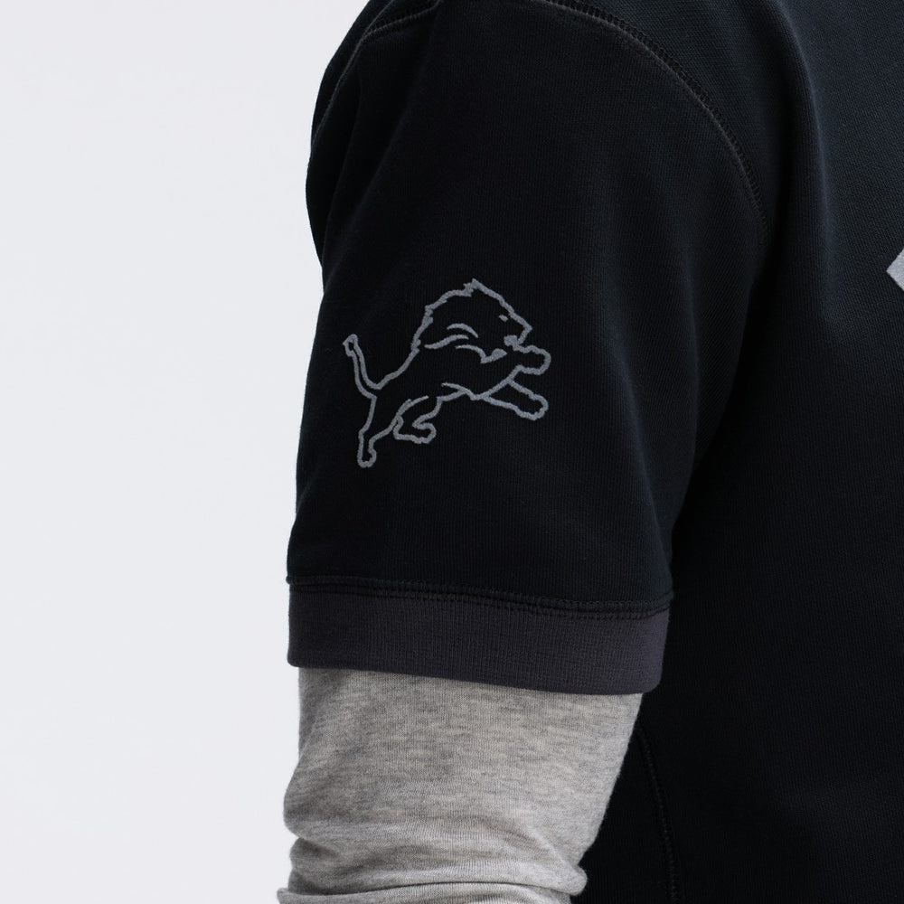Detroit Lions IconicFleece Short Sleeve Sweatshirt - Black Sweatshirts